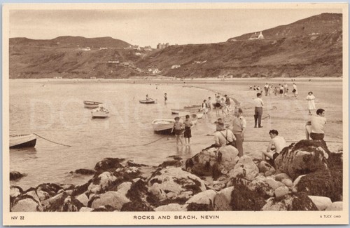 Nefyn vintage postcard rocks - vintage,