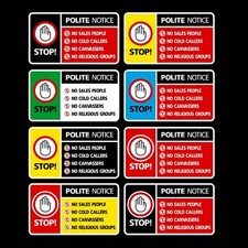 Stop Cold Calling Door Sticker - No Canvassers Callers Sign