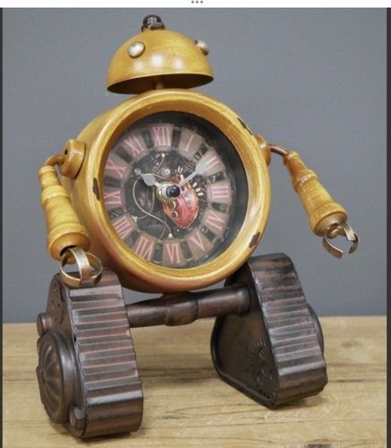 Robot clock metal industrial - robot,