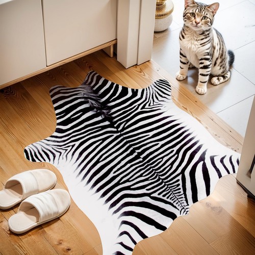 Zebra rug faux cowhide - cowhide, rug‌