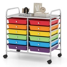 COSTWAY 12 Drawers Multi-Purpose Utility Cart Storage Rolling Cart Multi-color