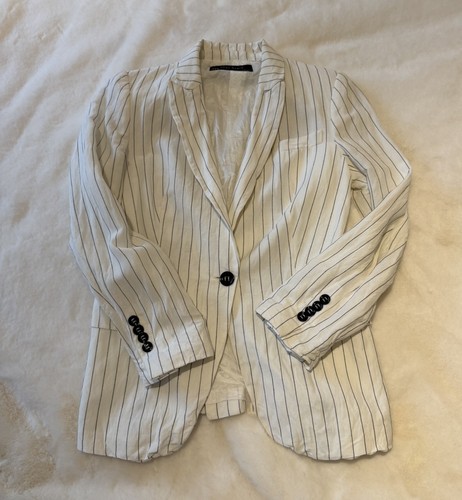 Zara blazer cream white linen - white,