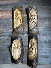 Green Man Log Carvings and Owl