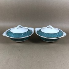 Set of 2 Vintage Ridgway Conway Green Lidded Tureens