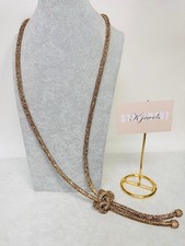 Long  Gold Necklace Knot Style   Necklace lariat Crystal Rhinestones Statement