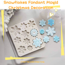Christmas Snowflake Silicone Icing Mould Baking Cake Fondant Topping SugarCraft 