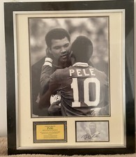 Rare Pele Signed Framed Photo Pele & Muhammad Ali Legends- Guarantee Certificate