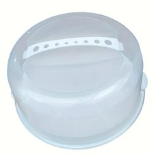 Plastic Cake Box 30cm Round Lockable Cake Carrier Container ACCURATE Whitefurze