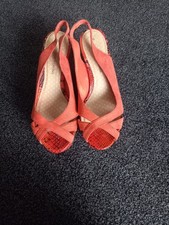 WOMENS DOROTHY PERKINS ORANGE WEDGES SIZE 6