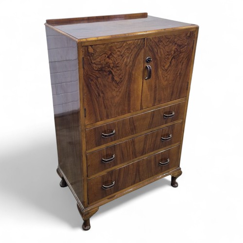Antique walnut linen cabinet - linen, /