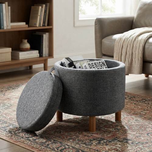 Modern round footstool with - round,
