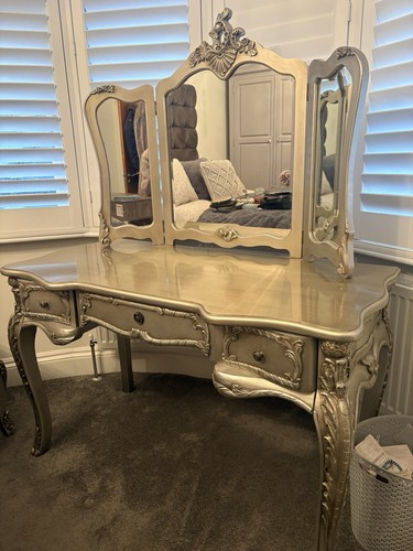 Antique silver dressing table - silver,