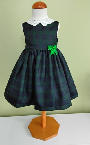 Hand made girls green tartan - made,