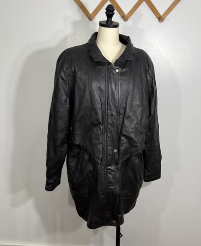 Vintage leather coat 1990s - vintage,