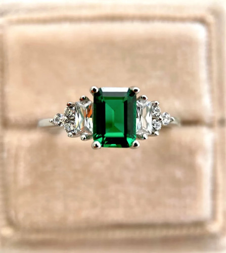Emerald engagement ring green - engagement, ring,