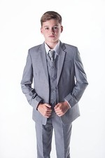 Boys Suits, 5 Piece Light Grey