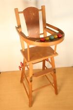 VINTAGE 1960's Child's Doll Wooden Folding High Chair Table Desk Teddy Bear