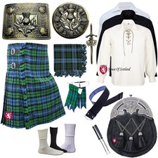 Traditional Ancient Campbell Kilt Outfit Set For Men 8 Yard 16oz Acrylic Wool