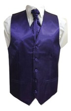 Men's Satin Waistcoat Vest + Matching Cravat 2 Pcs Set For Suit Wedding