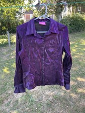 Vintage whimsygoth shiny crinkled satin fitted shirt blouse