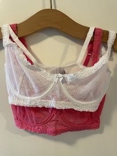BNWOT Belle Vere Notte Twin Pack Underwired Bra White/Pink 32DD