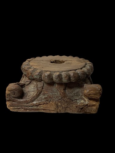 Antique wooden column base - antique,