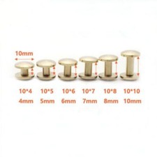 10Pcs 10x6mm Leather Belt Screw Stud Head Round Chicago Nail Brass Rivets