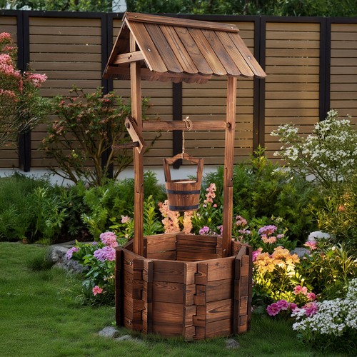 Outdoor wooden planter wishing - outdoor,