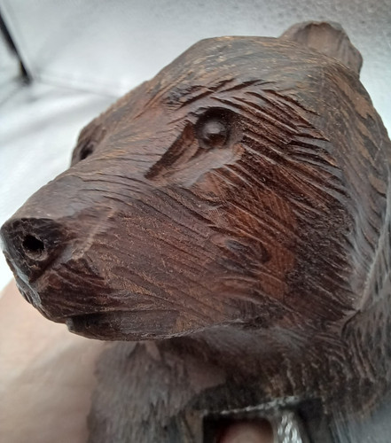 Hand carved wooden bear - bear, cub