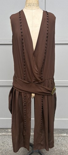 Antique 1920s brown rayon silk - antique,