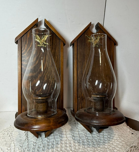 Vintage wooden wall sconces - vintage,