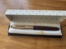 Parker 51 Rolled Gold Cap Burgundy GT Fountain Pen  -  England Medium Nib