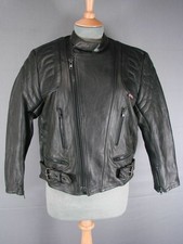 SUPERB QUALITY & CONDITION BIKER'S GEARBOX BLACK LEATHER BIKER JACKET SIZE 14