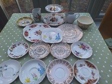 JOB LOT VINTAGE CROCKERY SAUCERS CAKE STAND CAKE PLATES JUGS JAM DISH