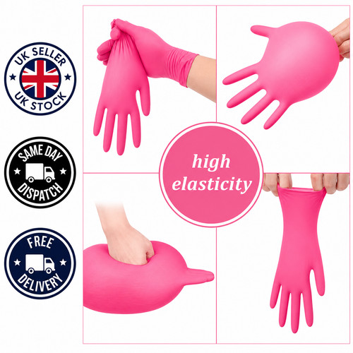Nitrile gloves pink - nitrile, disposable