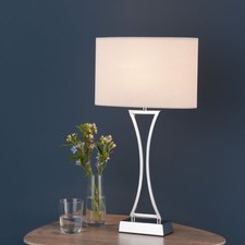 2 x Oporto Table Lamps with White Shade - Used - RRP £66 - COLLECTION ONLY 