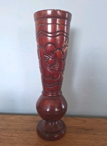 Hand carved wooden vase - wooden,