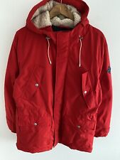 GANT Arctic Parka Down Jacket Size L Large Mens Red Feather Puffer Hooded Coat