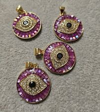 Gorgeous Turkish Design Gold Plated Evil Eye Pink Mosaic ? Pendant
