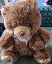 RARE .Vintage.Comexo France.Mother & Cute Baby.Huggy Bear Brown Soft Toy.26cm