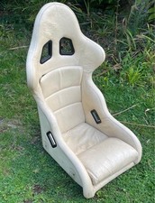 Sparco Leather Bucket Seat Drift - Motorsport - Racing - Sim - Cream / White