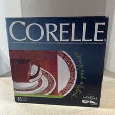 CORELLE VITRELLE LIVINGWARE  " BANDHANI " 16 PC.  DINNERWARE SET  2012  NEW