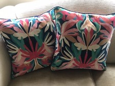 2 x Harlequin Melora Velvet Cushion Covers 40cm Contrast Piping Handmade