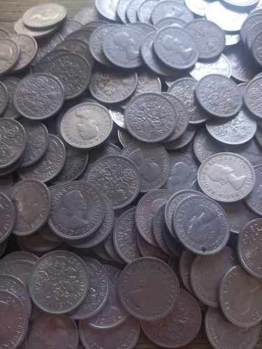 Bulk lot qe2 sixpences - lot,