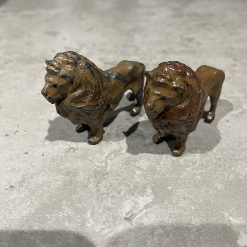 Antique metal toy lions - antique,