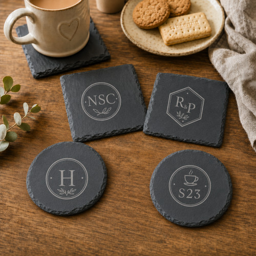 Custom logo slate - custom, coasters