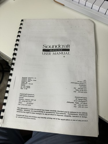 Soundcraft 6000 user manual - soundcraft,