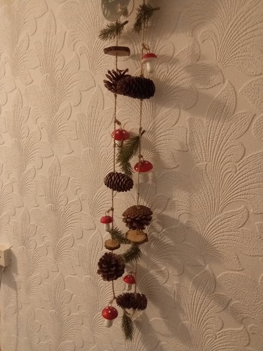Pinecone and mushroom garland - mushroom,