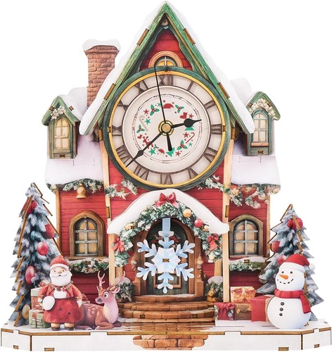 Christmas cottage clock - cottage, 3d