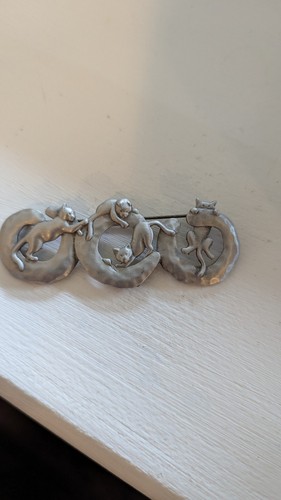 Vintage jonette pewter cat - vintage, jj